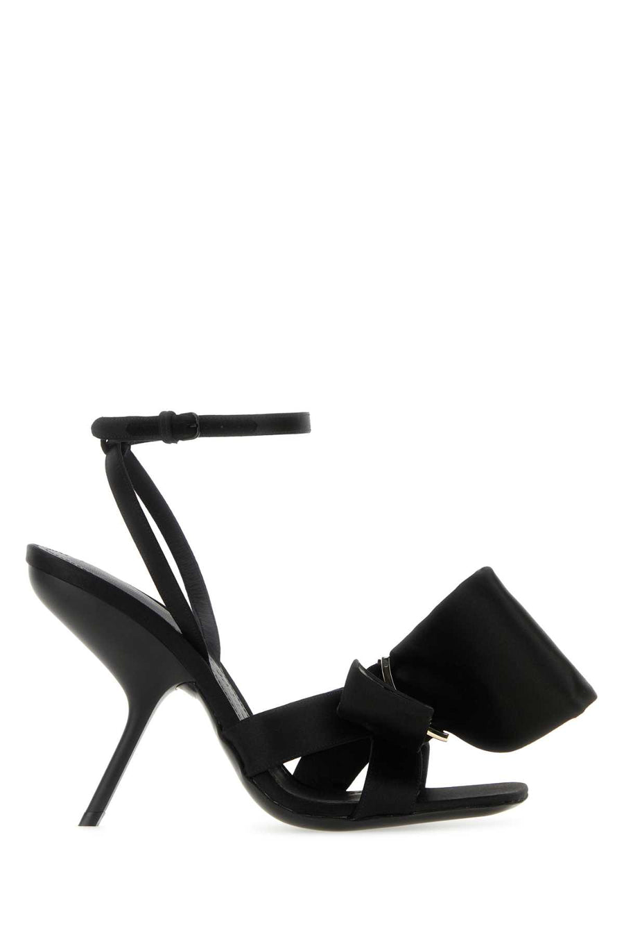 Ferragamo Exterior: 100% Fabric; Interior: 100% Leather; Sole: Leather heel sandal in black