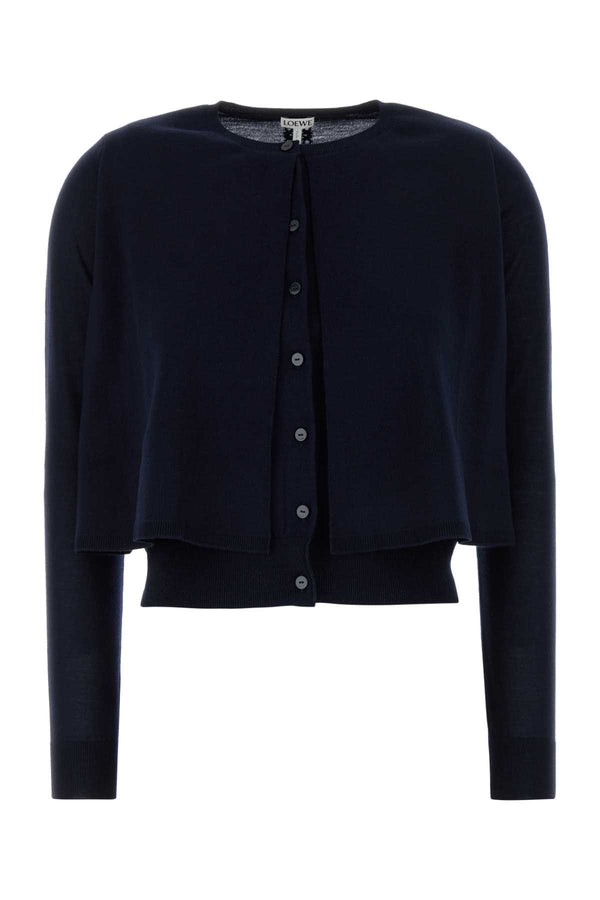 Midnight Blue Wool Cardigan Darknavyblue Exterior: Maglieria