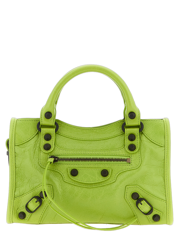 Balenciaga 100% Lamb Leather top handle bag in green