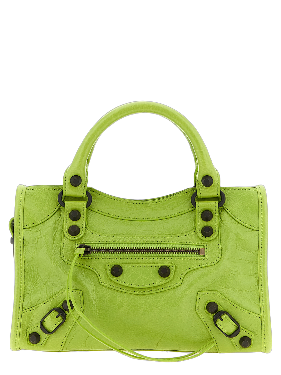 Balenciaga 100% Lamb Leather top handle bag in green