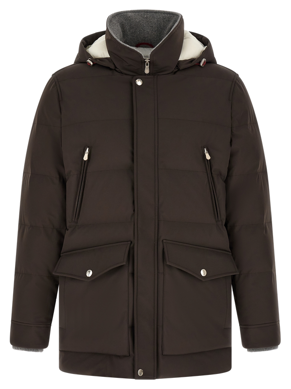 Brunello Cucinelli Stretch membrane nylon parka in brown