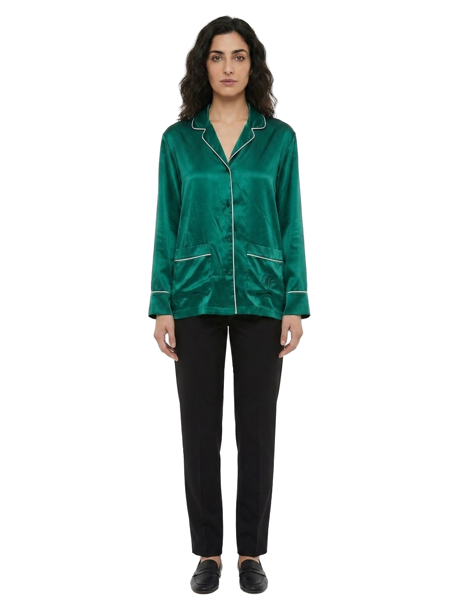 Green Silk Top Sleepwear