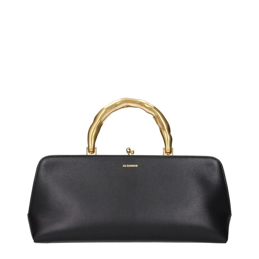 Jil Sander Leather top handle bag in black