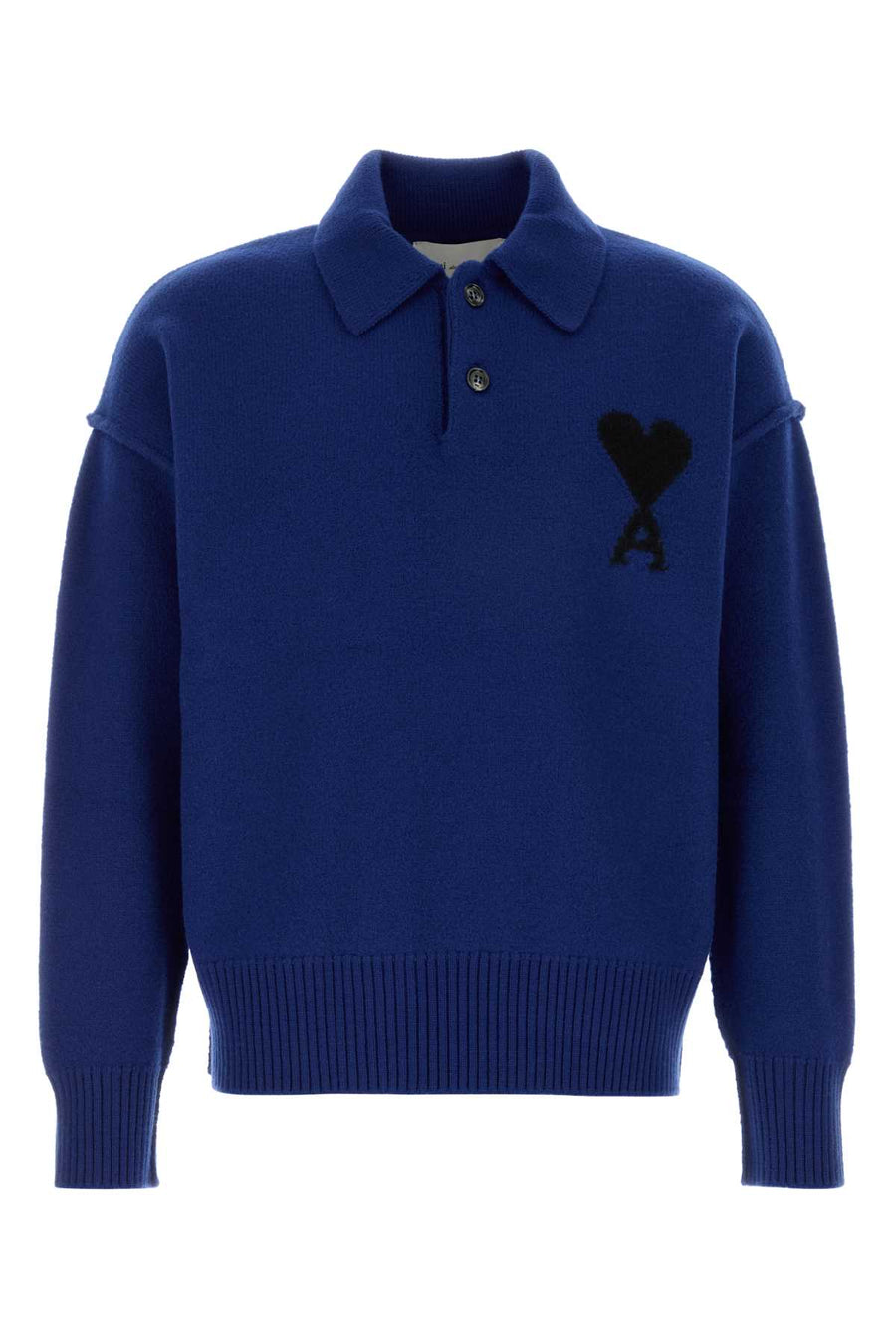Electric Blue Wool Polo Shirt Bleu Roi/noir Exterior: Virgin Maglieria