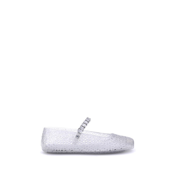 White Polyurethane Ballet Flats