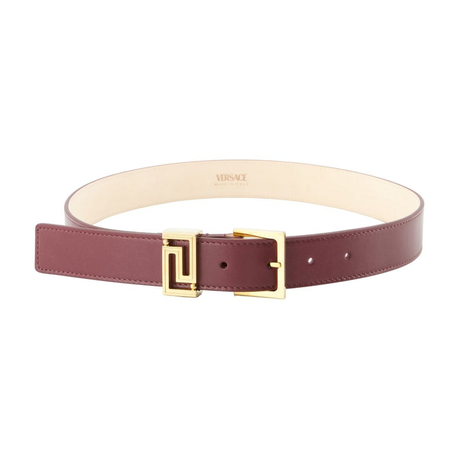 Versace calfskin belt in burgundy