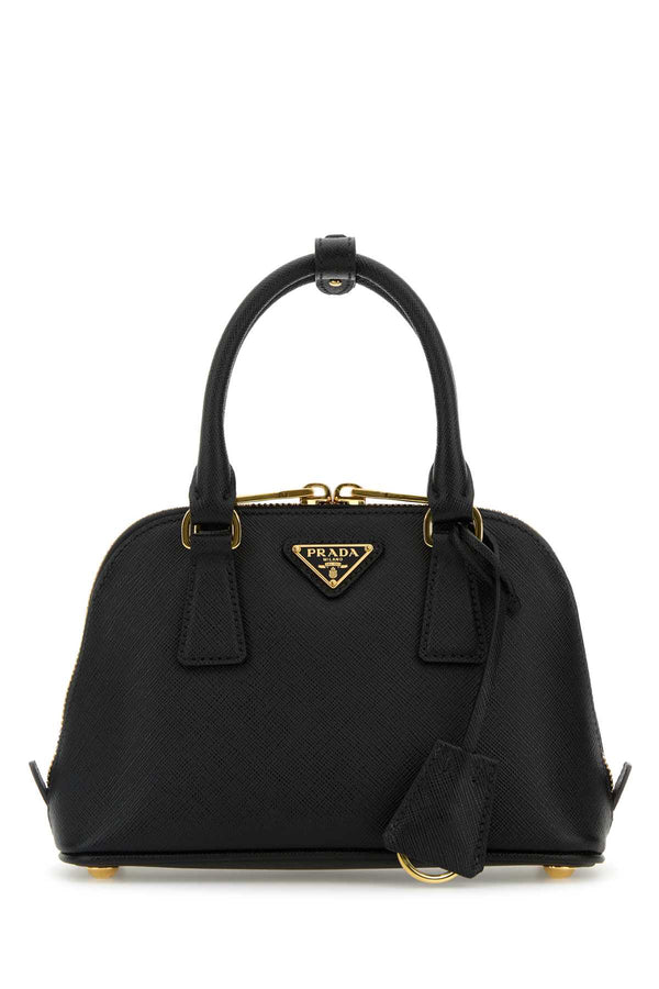 Prada Handle 100% Vitello leather top handle bag in black