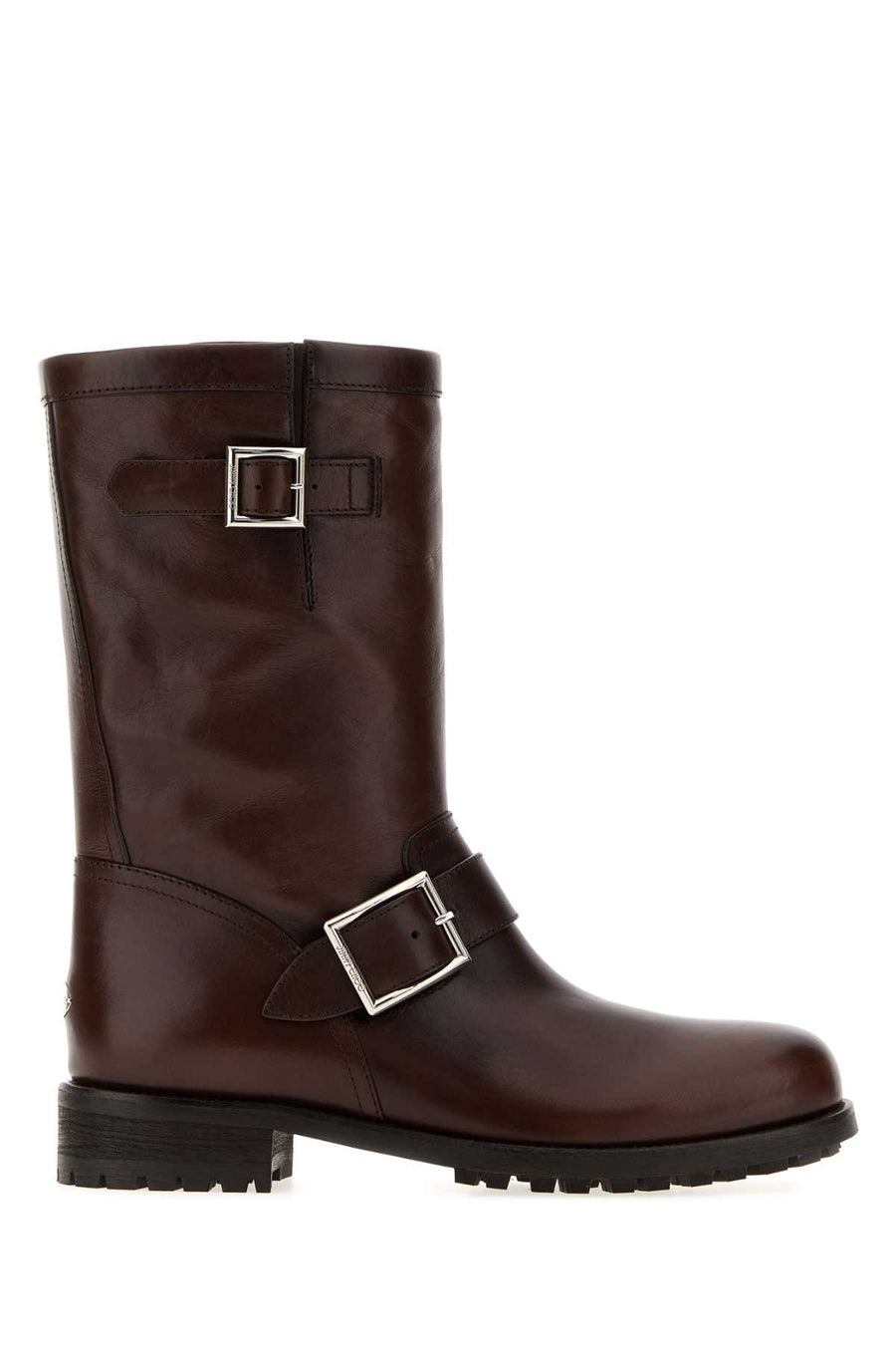 Chocolate Leather Biker Boots Stivali