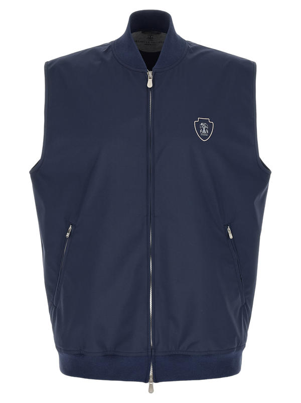 Brunello Cucinelli 93% polyester vest in navy