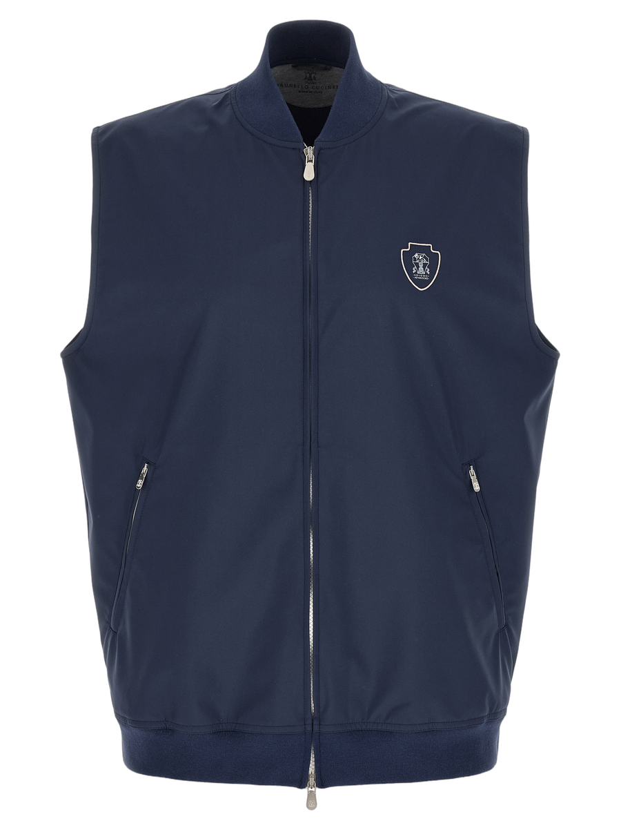 Brunello Cucinelli 93% polyester vest in navy