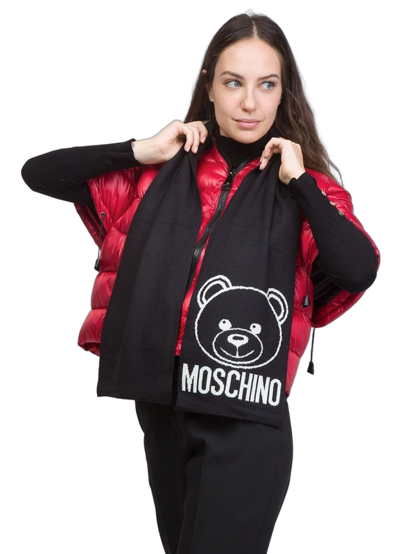 Moschino 50% Wool scarf in black