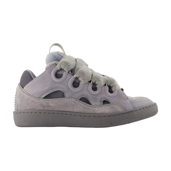 Curb Monocolor Sneakers - Lanvin Leather Grey Calfskin Shoes /