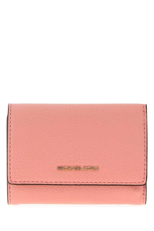 Michael By Michael Kors Trifold Exterior: 100% Leather; Finishing: Golden metal wallet in pink