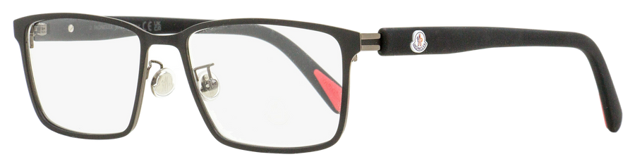 Moncler Rectangular Eyeglasses Ml5163h 002 Matte Black 55mm Metal/plastic