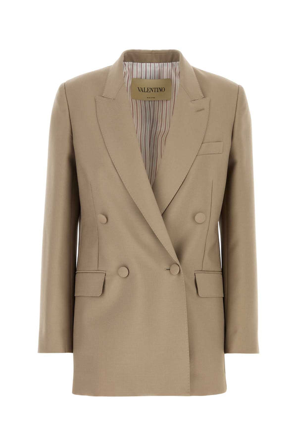 Cappuccino Mohair Blend Blazer Beigechino Giacche E Gilet