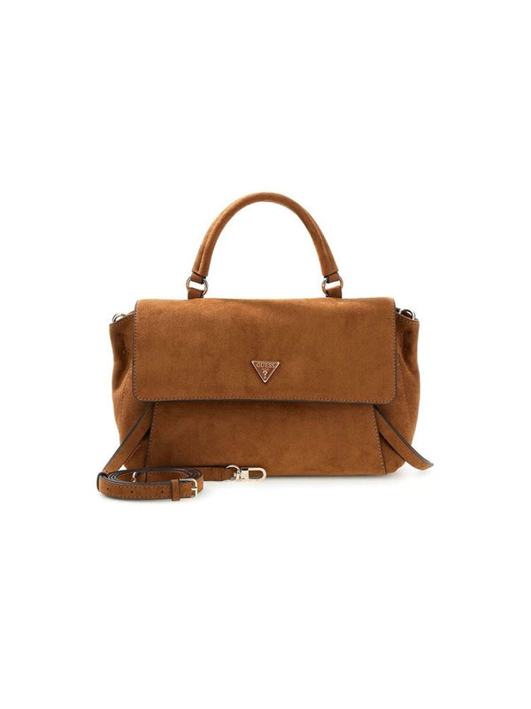 Guess 100% Polyester top handle bag in cognac