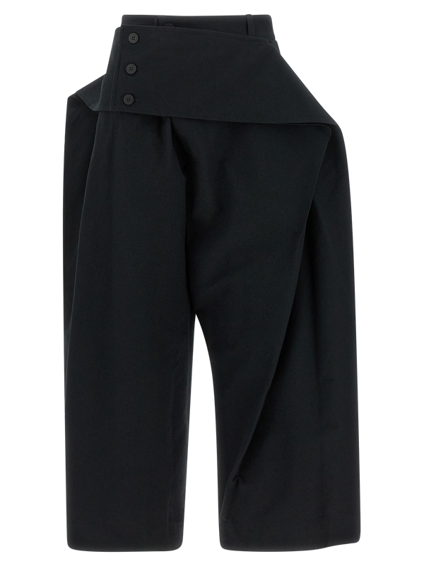 Black Polyester Casual Pants