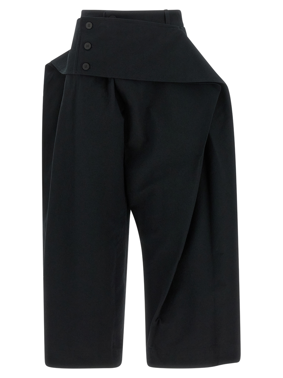 Black Polyester Casual Pants