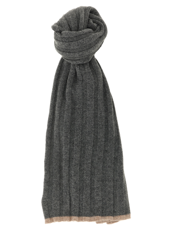 Brunello Cucinelli Pure cashmere yarn scarf in gray