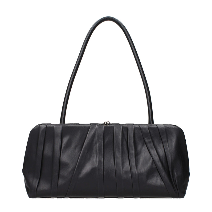 Jil Sander Leather shoulder bag in black