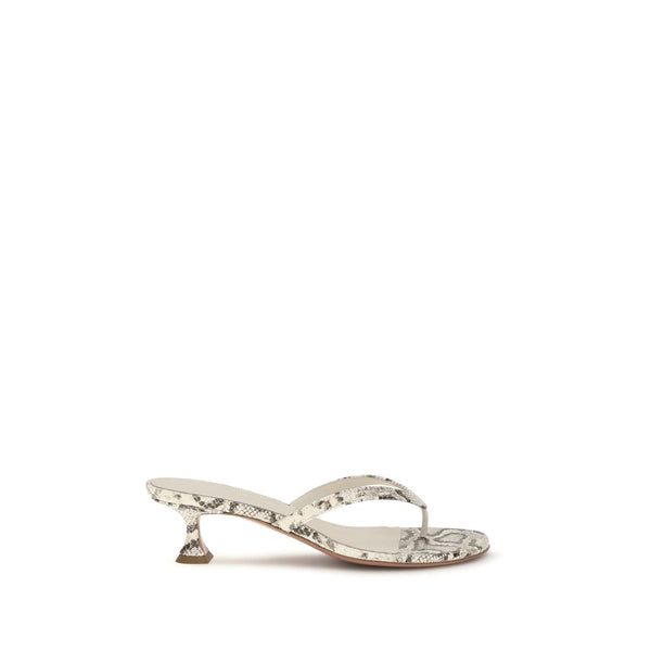 Amina Muaddi 90% Calf Leather Bos Taurus sandals in gray