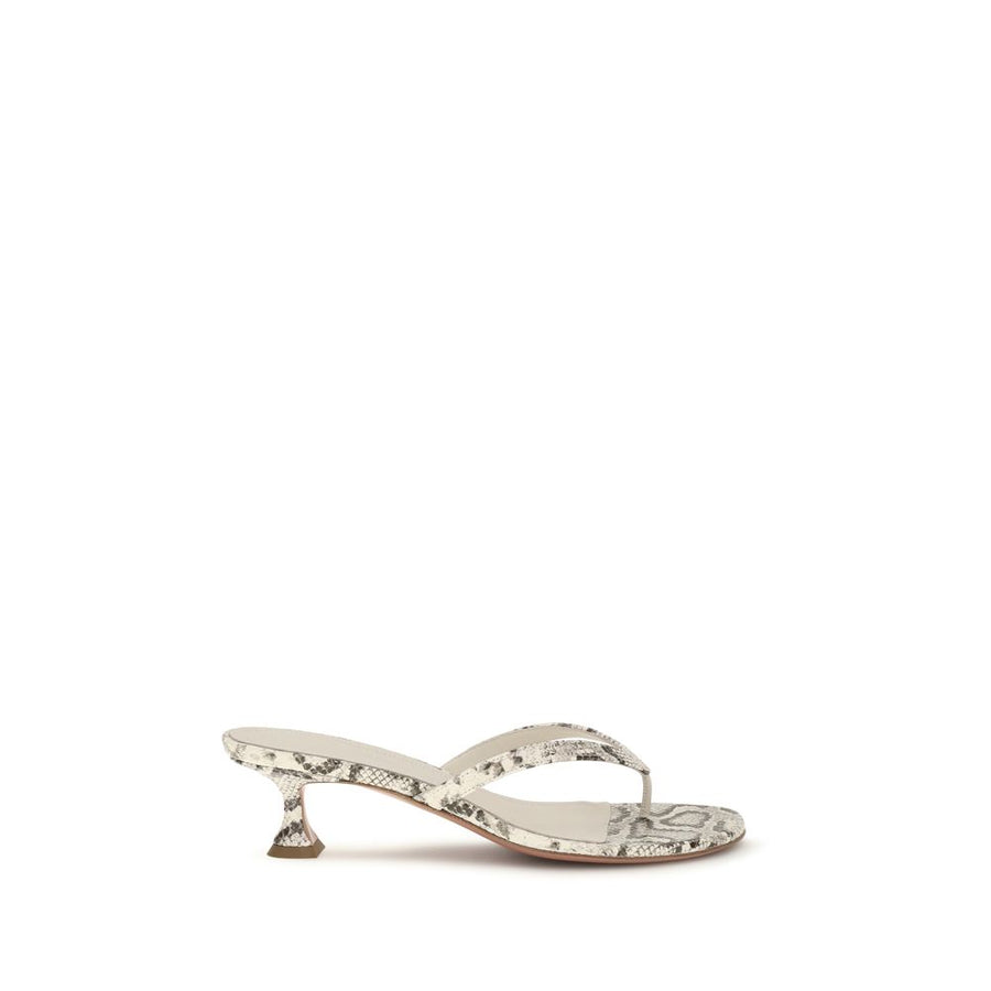 Amina Muaddi 90% Calf Leather Bos Taurus sandals in gray