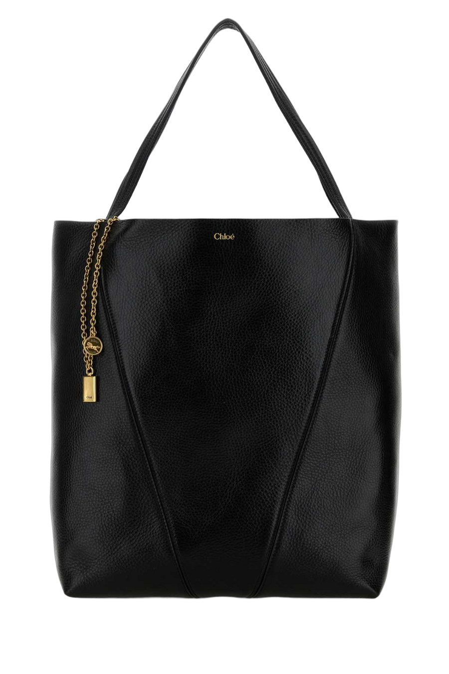 Chloé Exterior: 100% Calf; Lining: 100% Leather; Finishing: Antiqued golden metal shoulder bag in black