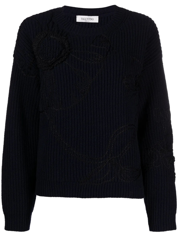 Valentino cashmere-wool blend sweater in navy