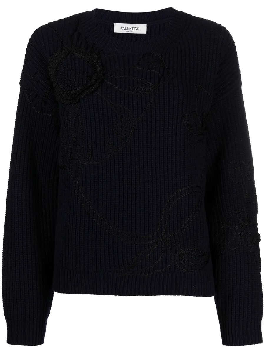 Valentino cashmere-wool blend sweater in navy