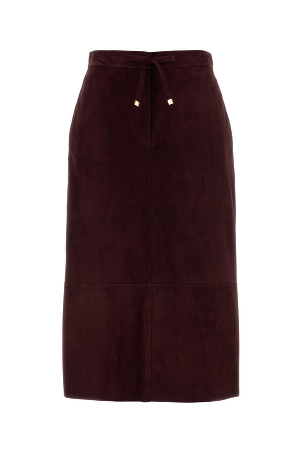 Burgundy Suede Gazza Skirt Dark Ruby Gonne