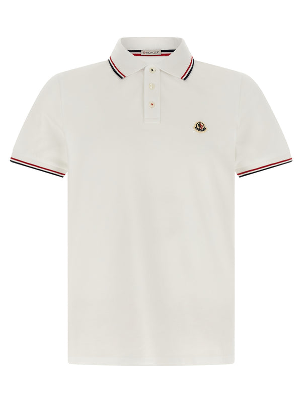 Moncler 100% cotton polo shirt in white