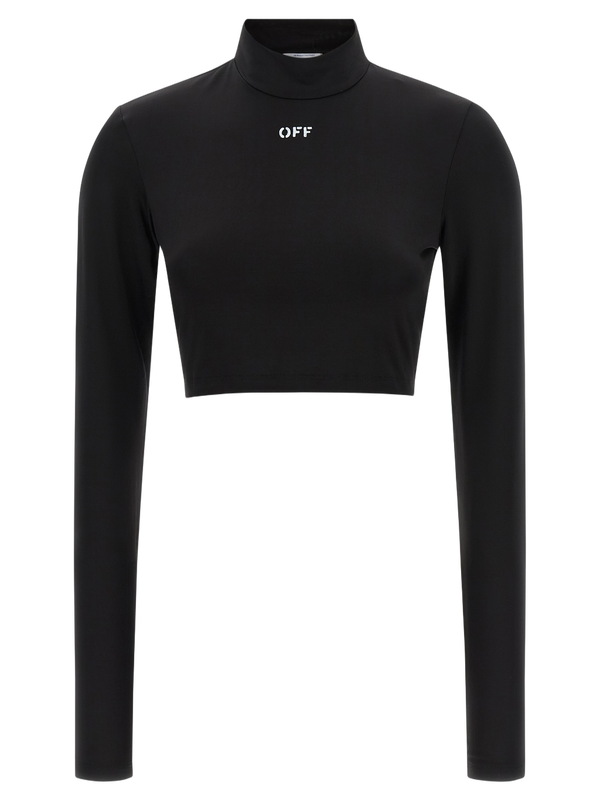 Off-White 95% acetate crop top in black