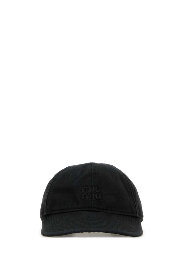 Miu Miu CAPPELLI 100% Cotton baseball cap in black