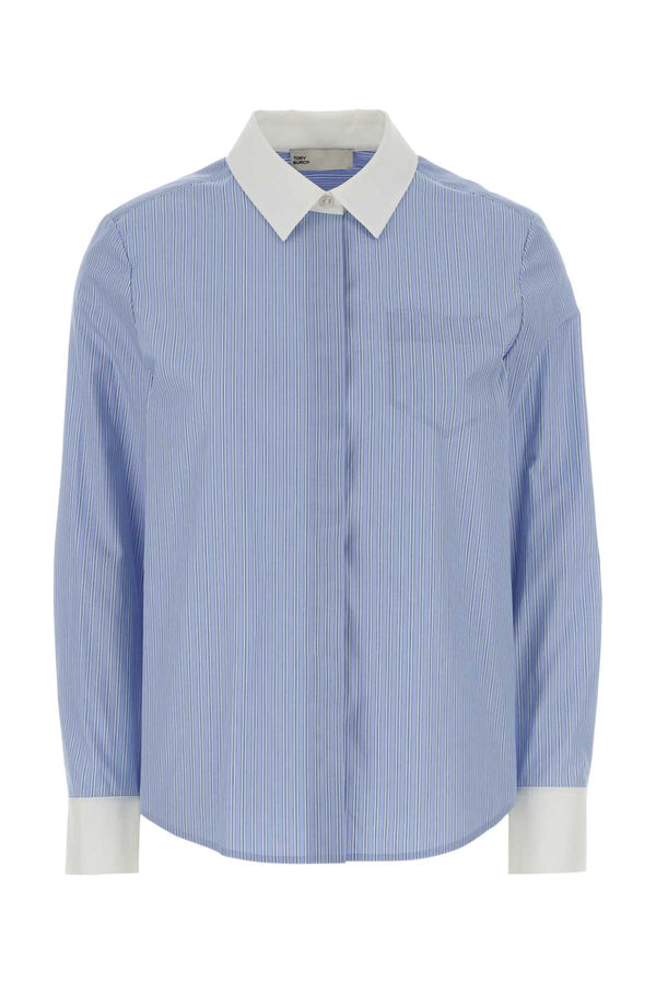 Tory Burch Righe 100% Cotton Exclusive of Trim shirt in blue