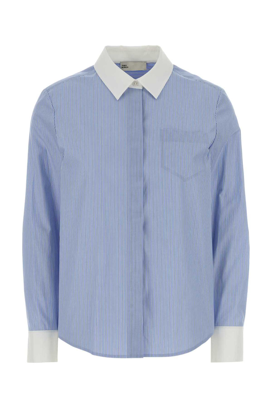 Tory Burch Righe 100% Cotton Exclusive of Trim shirt in blue