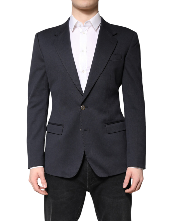 Dark Blue Cotton Men Jacket Coat Suit Blazer Nylon