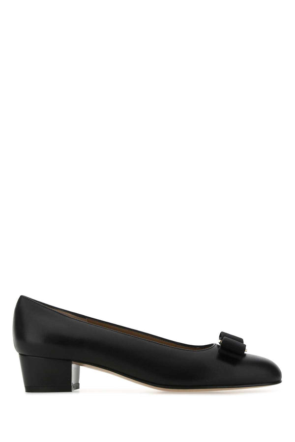 Black Leather Vara Pumps Nero Scarpe Con Tacco