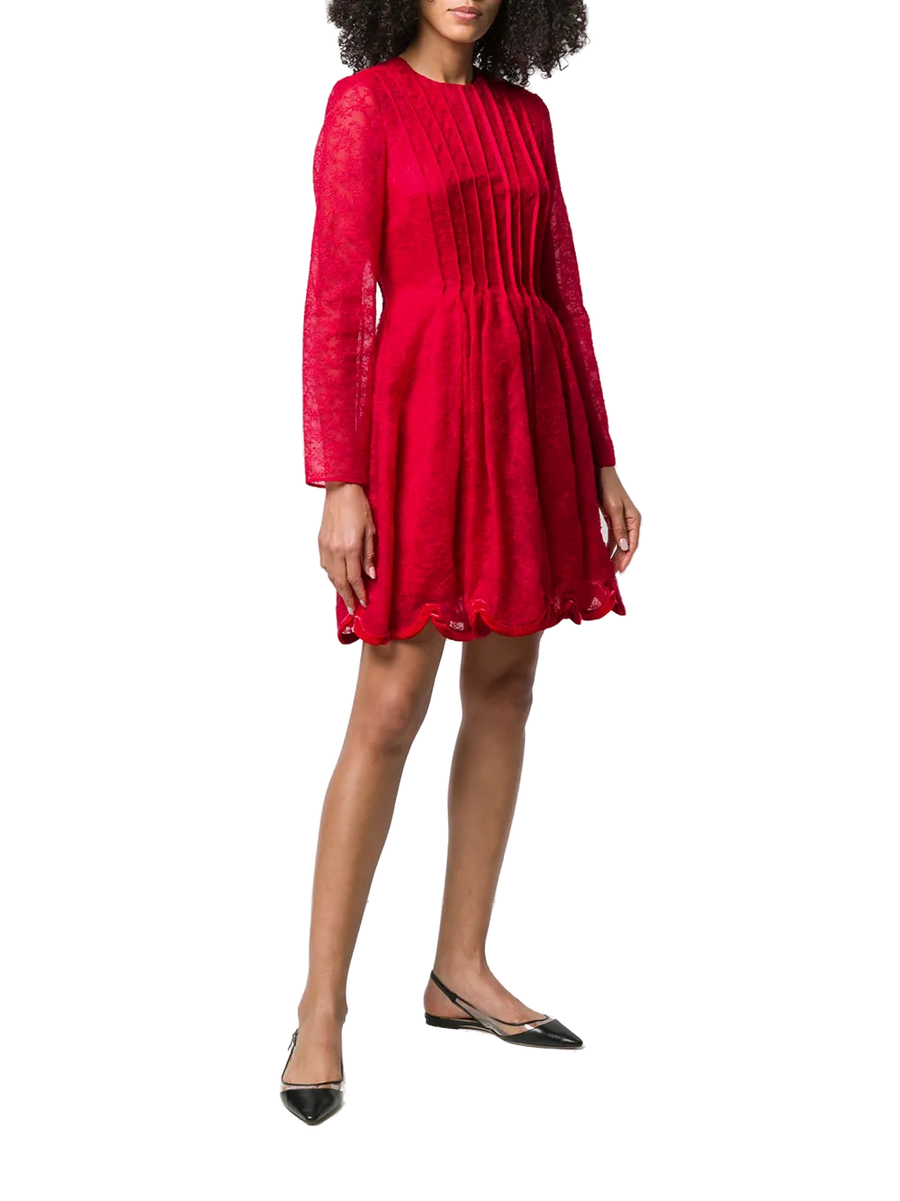 Valentino Wool and silk blend dress in red