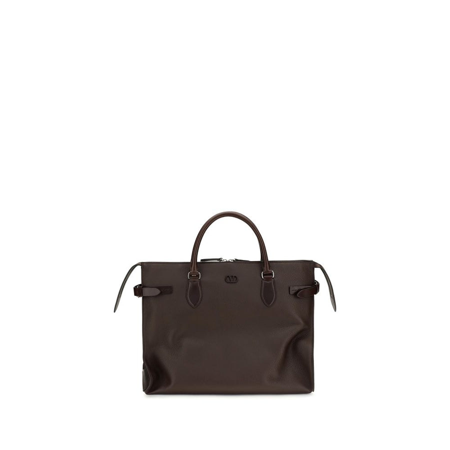 Valentino Garavani 100% Calf Leather Bos Taurus top handle bag in brown