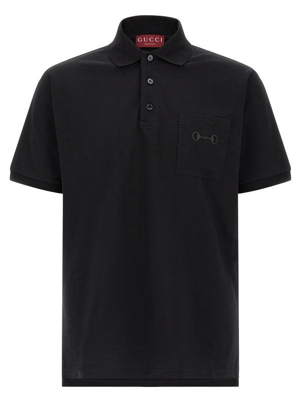 Gucci 100% cotton polo shirt in black