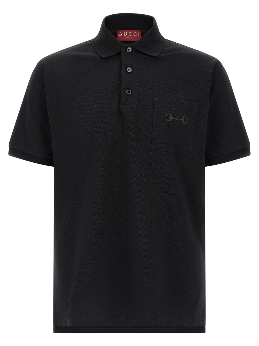 Gucci 100% cotton polo shirt in black