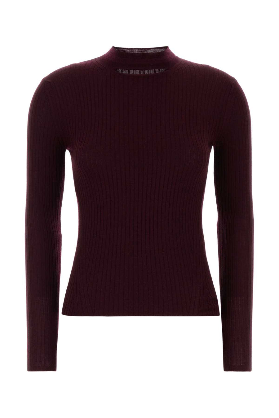 Burgundy Wool Blend Sweater Aubergine Exterior: Silk Maglieria