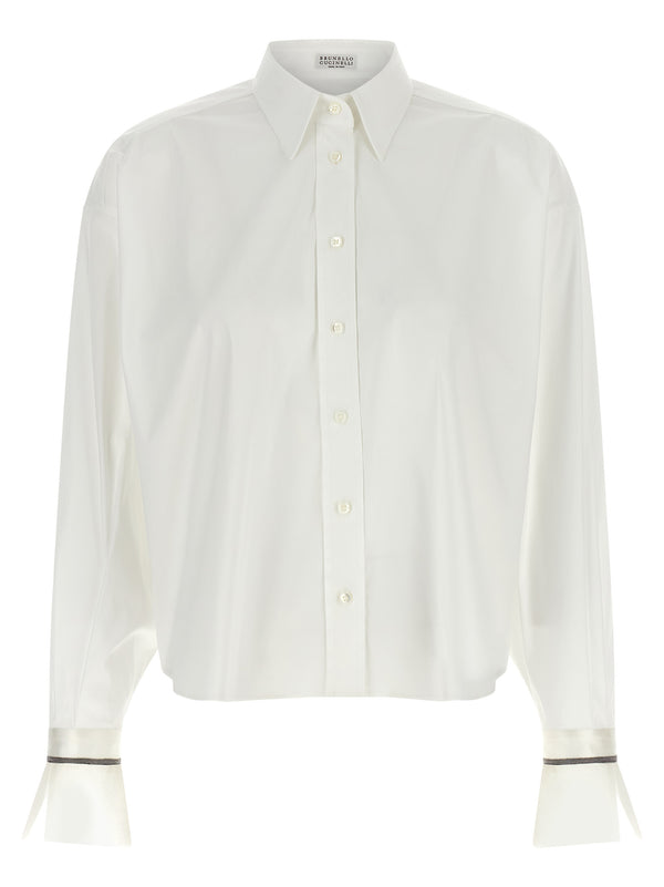 Brunello Cucinelli Cotton blend blouse in white