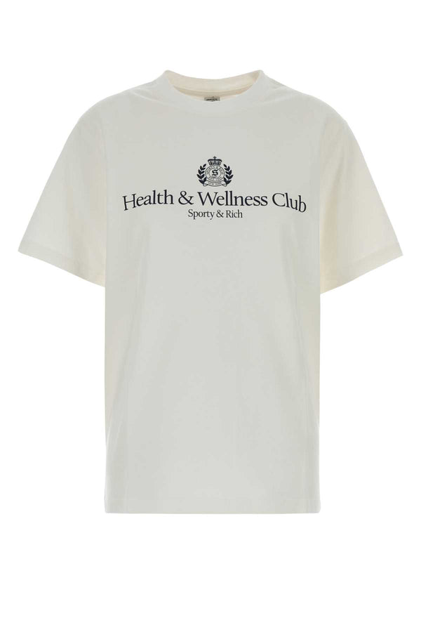 White Cotton T-Shirt Whitelightnavy Exterior