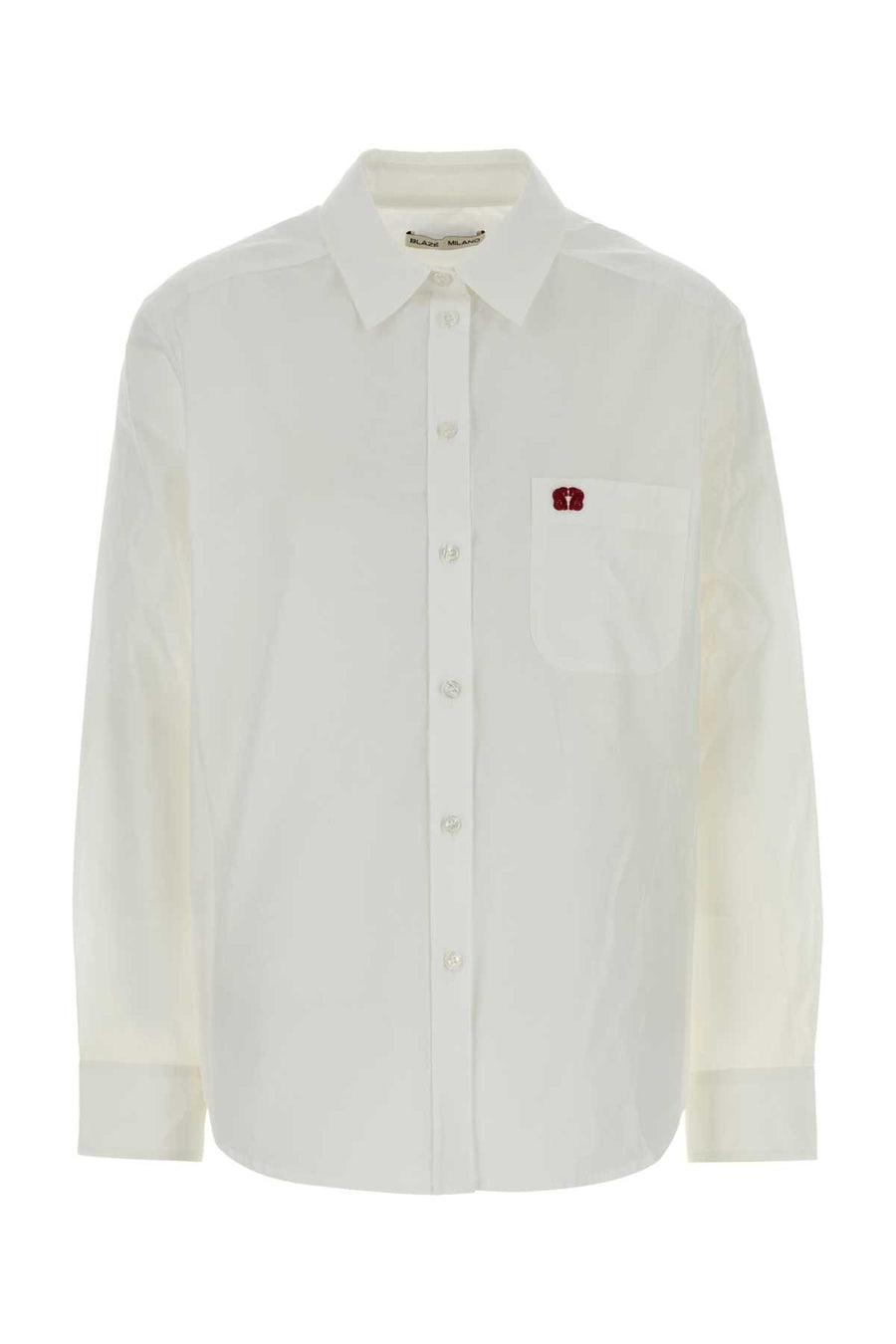 White Poplin Fancy Shirt Whitered Exterior: Cotton Camicie