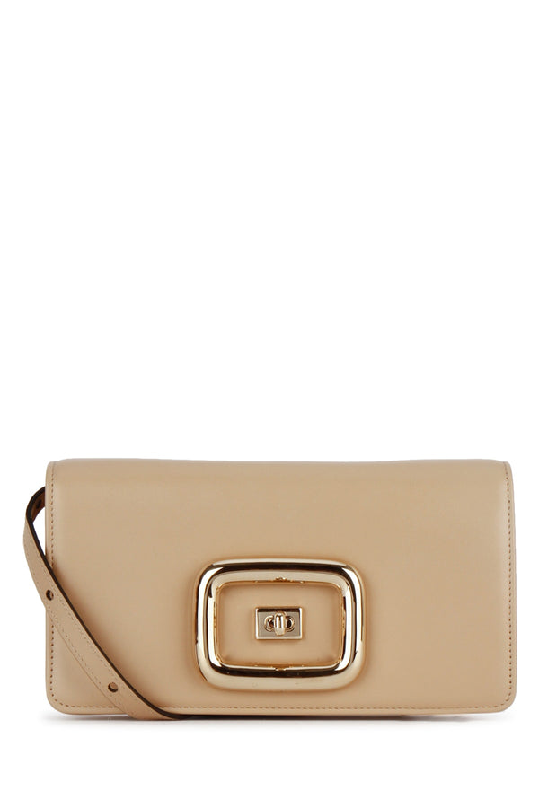 Roger Vivier Leather clutch in beige
