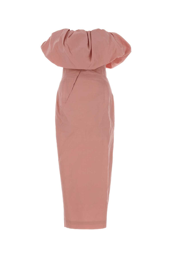 Pink Cotton Blend Dress Exterior: Silk Abiti