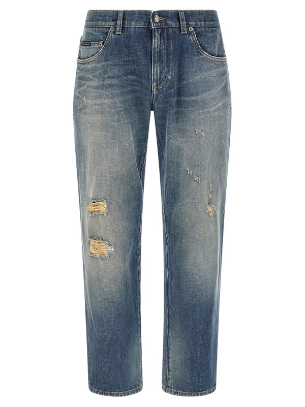 Blue Cotton Relaxed Fit Jeans Clothing