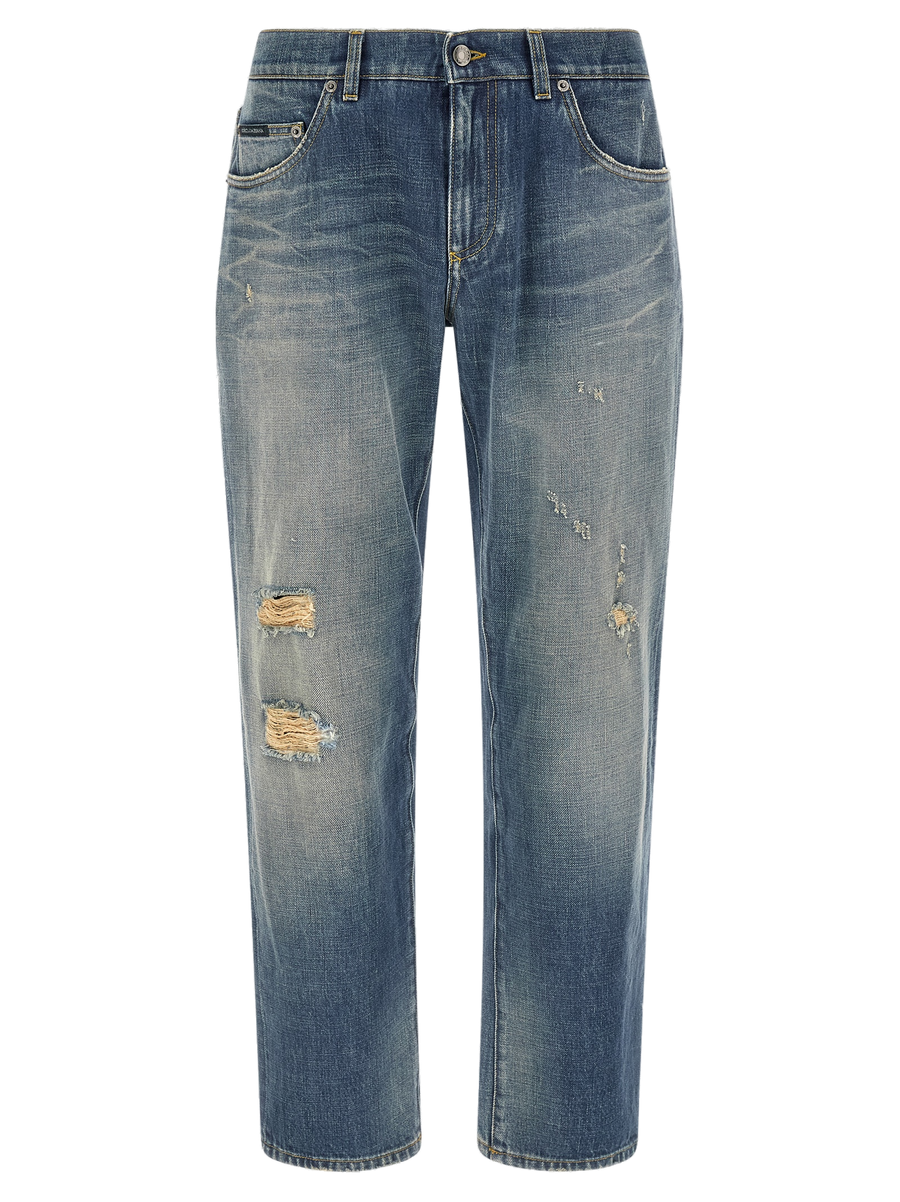 Blue Cotton Relaxed Fit Jeans Clothing