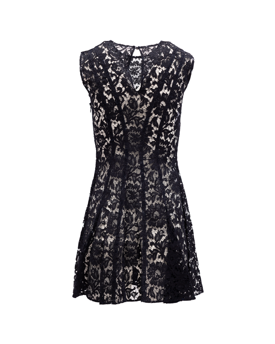 Floral Black Lace Mini Dress